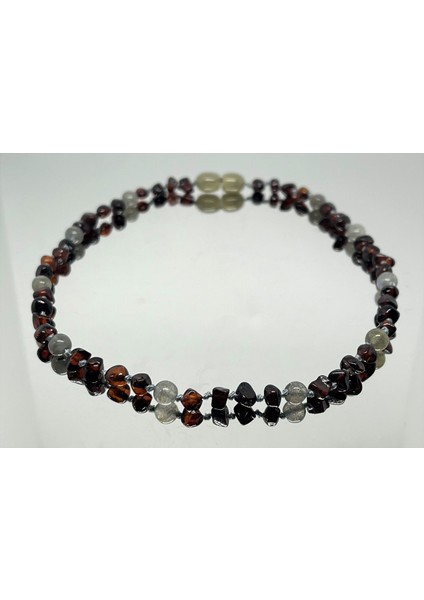 Damla Kehribar Vişne Renk Dumanlı Kuvars Bebek Kolye 33CM fırsatları