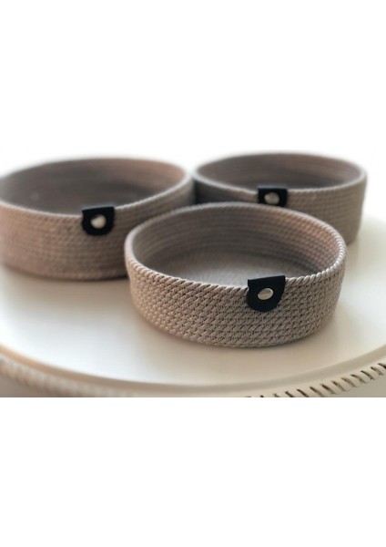 Gri Çok Amaçlı Sepet, Dekoratif Sepet, Pamuklu Sepet, Kordon Sepet, Hasır Sepet, Halat Sepet