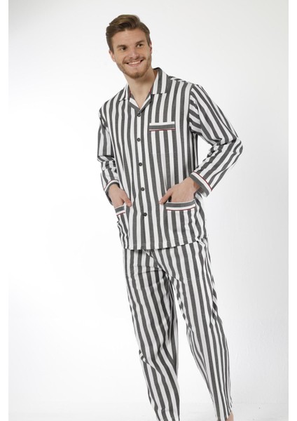 4007 Uzun Kol Çizgili Gaffur Erkek Pijama Takım