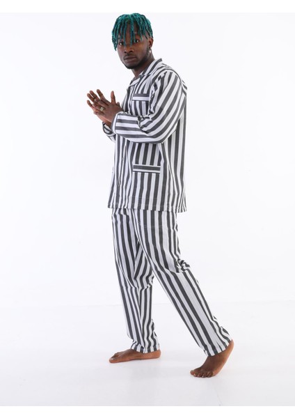 4007 Uzun Kol Çizgili Gaffur Erkek Pijama Takım modelleri