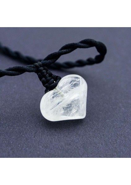Kristal Kuvars Kalp Kolye
