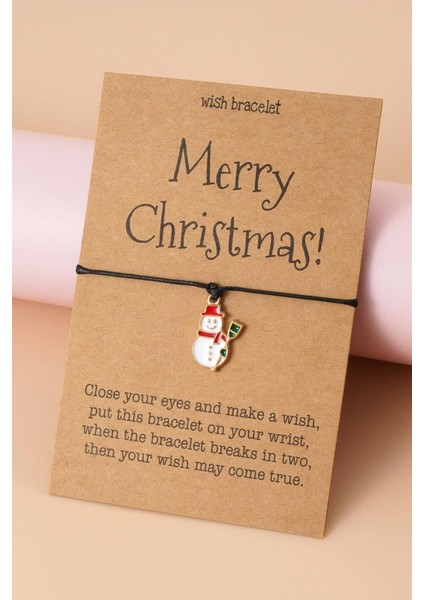 Yılbaşı Charm Uçlu İp Bileklik Yılbaşı Kartında