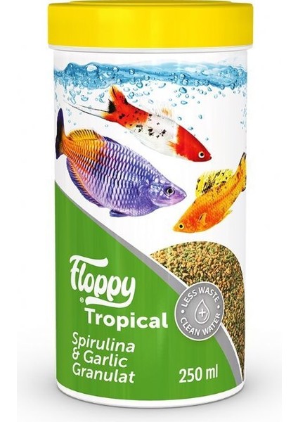 Floopy Tropical Spirulina Garlic Sarımsaklı Yem 250ML / 100GR.