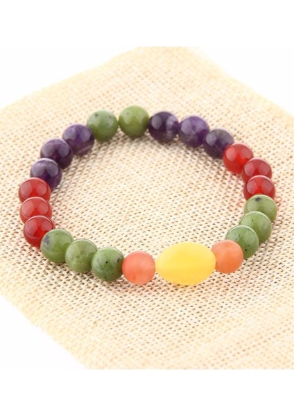 Sertifikalı Kırmızı Akik, Ametist, Yeşim Doğal Taş Bileklik 8 mm