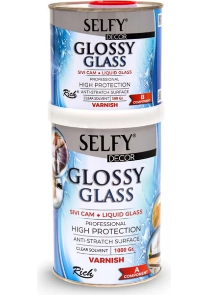 Selfy Decor Glossy Glass Sıvı Cam Vernik 1000+500 gr