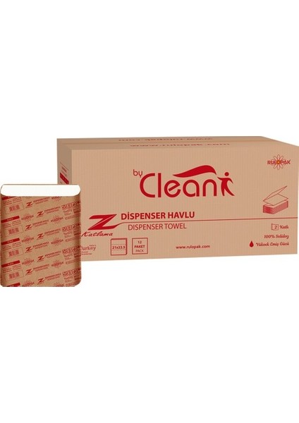 By Clean Z Katlama Kağıt Havlu 2 Katlı 130 Yaprak 12'Li Paket