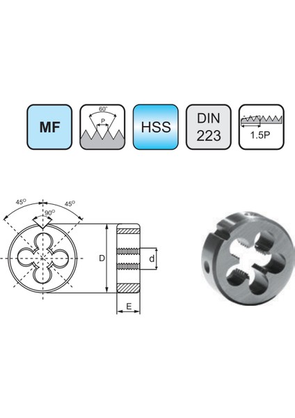 DIN223 Metrik Pafta M6