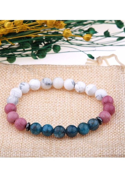 Sertifikalı Jasper, Apatit, Havlit Doğal Taş 8 mm Bileklik