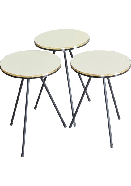 Zigon Sehpa Siyah Metal Ayak Çift Altın Krem modelleri