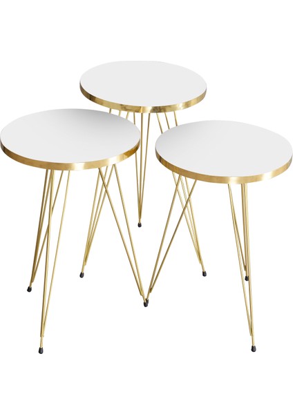 Zigon Sehpa Gold Beyaz Tel
