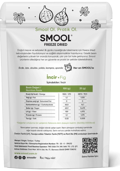 Freeze Dried (Dondurularak Kurutulmuş) Yeşil Incir 25 gr Sağlıklı Atıştırmalık