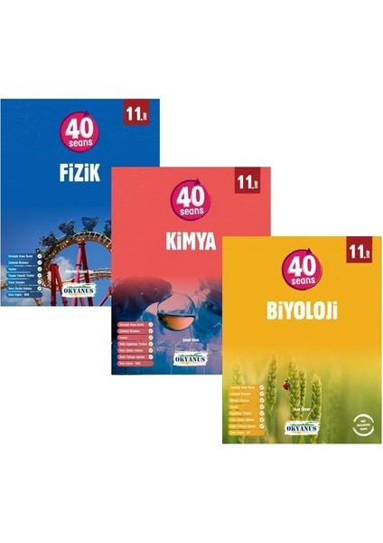 Okyanus Yayınları 11. Sınıf 40 Seans Fizik - Kimya - Biyoloji Konu Anlatımlı Soru Bankası (Ciltli)