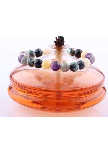 Sertifikalı Dumortierit, Varisit, Kalsit, Labradorit, Ametist Doğal Taş 8 mm Bileklik