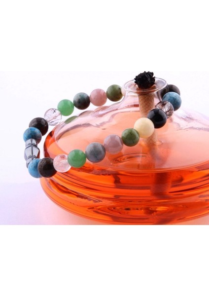 Sertifikalı Güneş Taşı, Obsidyen, Kalsit, Krizokol, Hematit, Apatit, Yeşim Doğal Taş 8 mm Bileklik