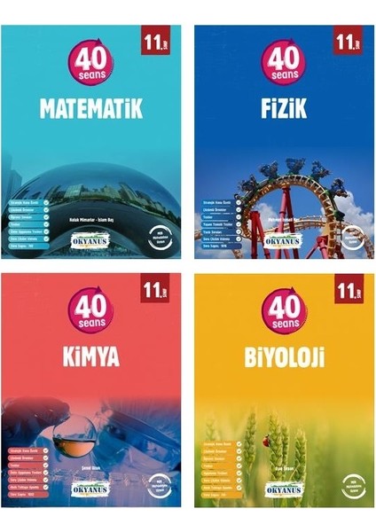 Okyanus Yayınları 11. Sınıf 40 Seans Matematik - Fizik - Kimya - Biyoloji Konu Anlatımlı Soru Bankası (Ciltli)