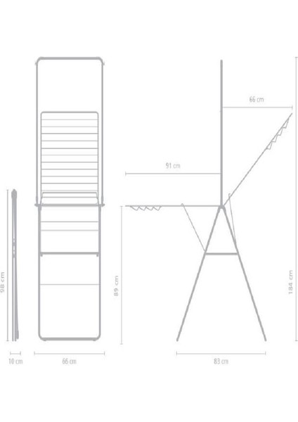 Çelik Mat Siyah Brabantia Ekstra Askılıklı Çamaşır Kurutma Askısı-25 Metre