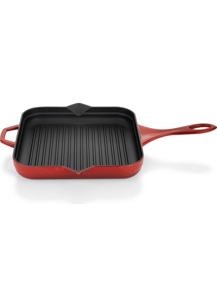 Guss Chef Döküm Kare Grill Tava 28X28CM-1 Parça-Kırmızı