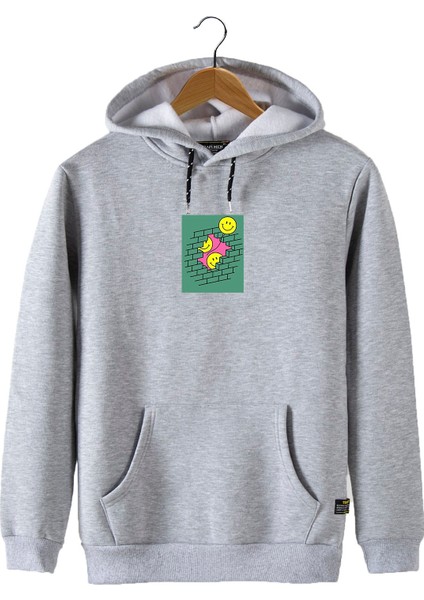 Erkek Gri Önü Smiley Baskılı Kapüşonlu Sweatshirt 22K-5200322-4 fiyatları