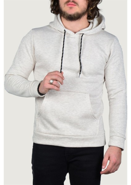 Erkek Kapüşonlu Uzun Kollu Kanguru Cepli Sweatshirt 9Y-5200178-029 Krem