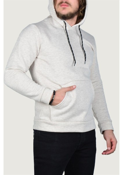 Erkek Kapüşonlu Uzun Kollu Kanguru Cepli Sweatshirt 9Y-5200178-029 Krem