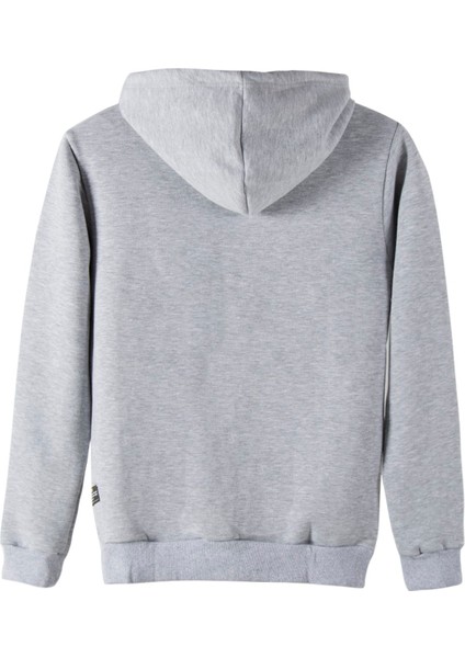 Erkek Gri Önü Mantar Baskılı Kapüşonlu Sweatshirt 22K-5200322-9