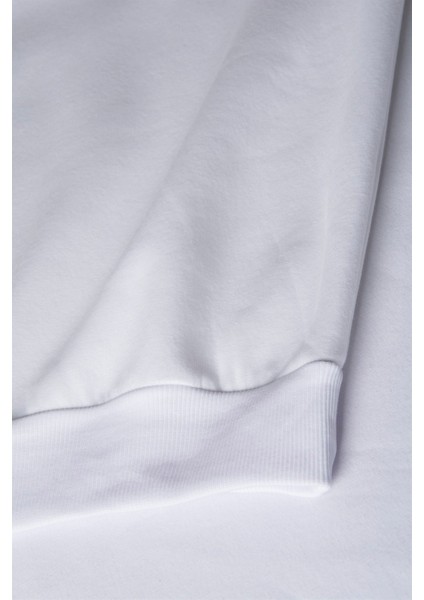 Unisex Beyaz Etek Kısmı Terapi Men Baskılı Oversize Şardonlu Bisiklet Yaka Sweatshirt 22K-5200177-4