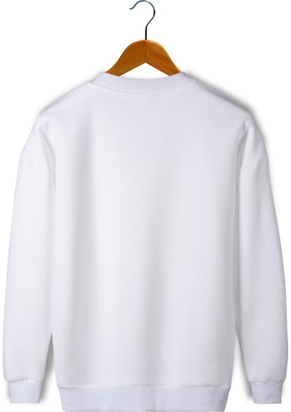Unisex Beyaz Etek Kısmı Terapi Men Baskılı Oversize Şardonlu Bisiklet Yaka Sweatshirt 22K-5200177-4