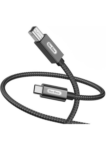 GD-HM837 Type-C To Usb-B 2.0 Örgülü Data Yazıcı Kablosu 2 Metre