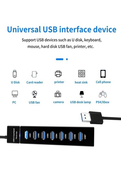 7 Port Very Speed Hızlı USB 3.0 Çoğaltıcı Çoklayıcı Hub Switch