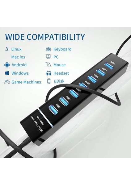 7 Port Very Speed Hızlı USB 3.0 Çoğaltıcı Çoklayıcı Hub Switch