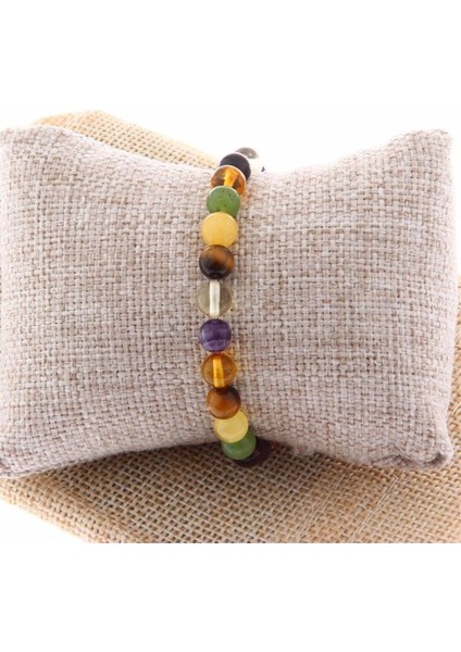 Sertifikalı Kaplan Gözü, Kehribar, Yeşim, Ametist Doğal Taş 6 mm Bileklik