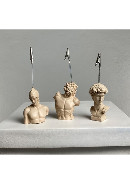 Krem Rengi Laocoon, Ares ve David Heykel Not Tutucu 3'lü Set