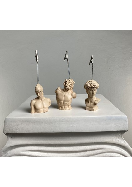 Krem Rengi Laocoon, Ares ve David Heykel Not Tutucu 3'lü Set