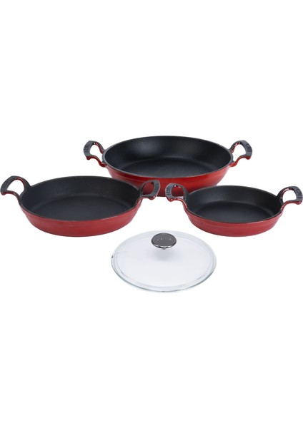 Cam Kapaklı 3'li Sahan Seti (16 cm - 20 CM-24CM)