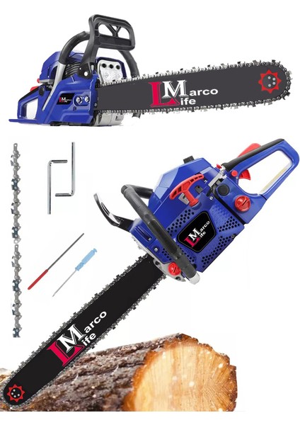 Marco Strong 9800 9,8 Hp Metal Şanzıman Bakır Sargılı Benzinli Ağaç Motoru Testeresi Strong 9800