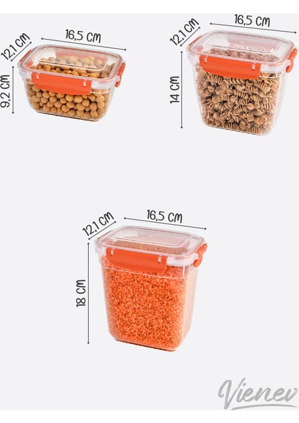 24LÜ Master Contalı Derin Dikdörtgen Saklama Kabı Seti 6X(2100,1000) 12X(1575) Turuncu