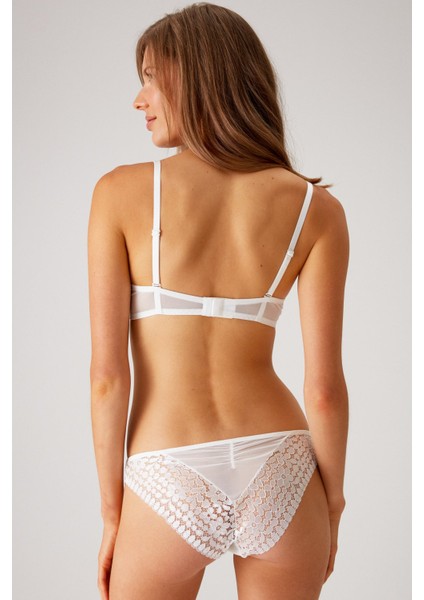 Ekru 4810 Milan Çiçek Desen Dantelli Push Up Dolgulu Iç Çamaşırı Takımı (Tak - Çıkar Askılı) fırsatları