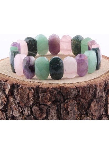 Sertifikalı Doğal Taşlı Rolex Bileklik Ametist- Aventurin - Pembe Kuvars - Ametist - fırsatları