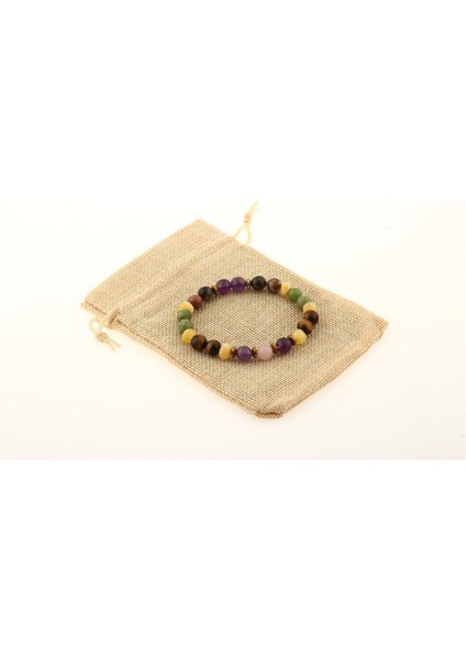 Sertifikalı Özel Tasarım Doğal Taş Bileklik 8 mm Ametist, Pembe Kuvars, Yeşim, Kehribar, Kaplan Gözü modelleri