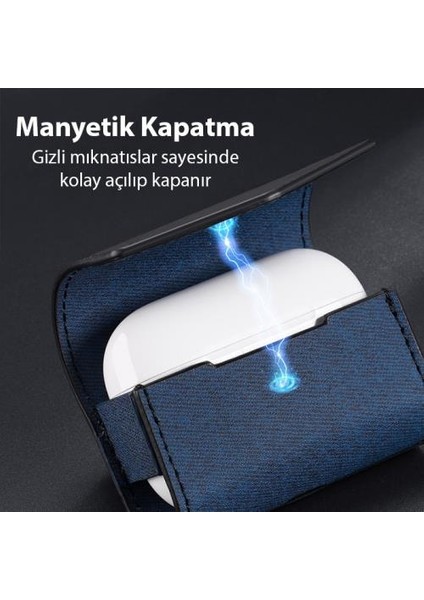 Polham Apple Airpods 3 Mıknatıslı Deri Kılıf, Mantetik Açılıp Kapanan, Minimalist ve Şık Kılıf