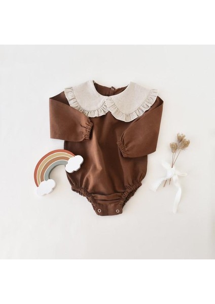 Kız Bebek Kahverengi Bebe Yaka Romper