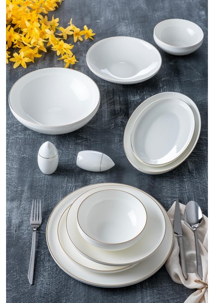Mira 6 Kişilik 30 Parça Bone Yemek Takımı - Gold