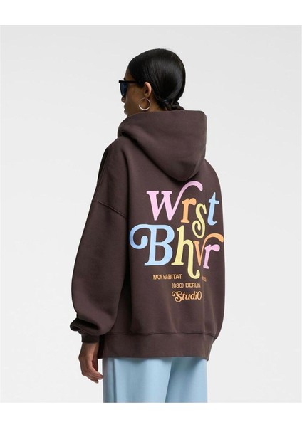 Kadın Kahverengi Baskılı Sweatshirt MW5733