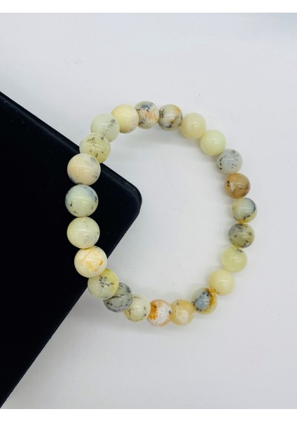 Sertifikalı Opal Sarı Doğal Taş Bileklik 8mm