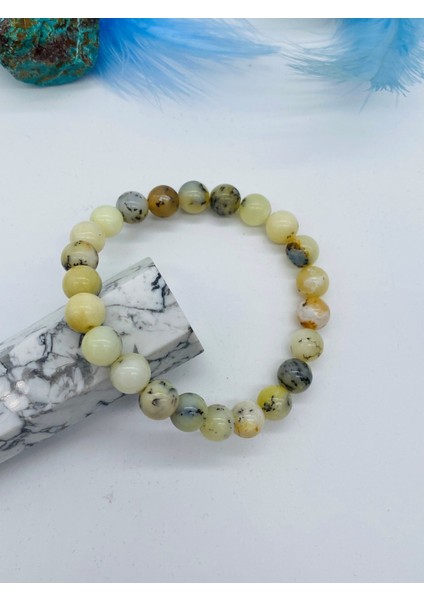 Sertifikalı Opal Sarı Doğal Taş Bileklik 8mm fiyatları