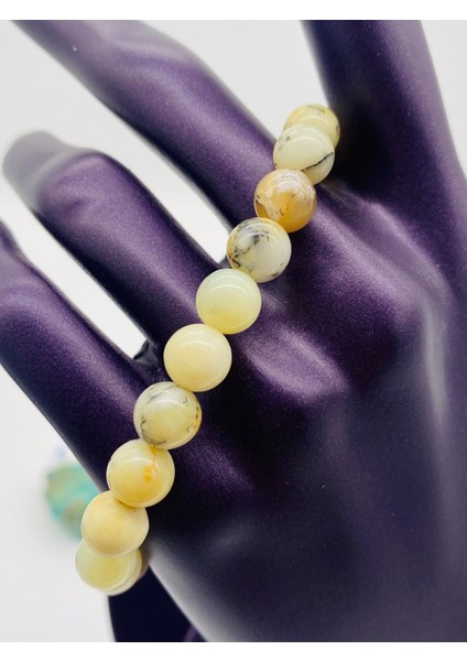 Sertifikalı Opal Sarı Doğal Taş Bileklik 8mm modelleri