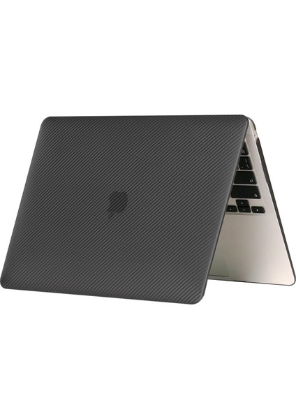 MacBook Air M2 13.6" 2022 A2681 Uyumlu Kılıf Karbon Fiber Desenli Koruyucu Kapak Transpan Tasarım