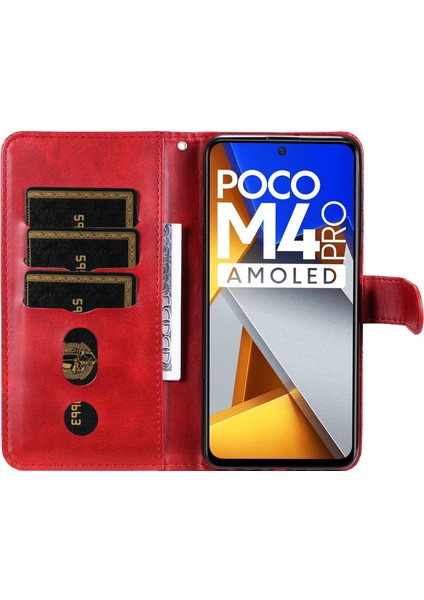 Xiaomi POCOM4PRO4G Için Kapaklı Telefon Kılıfı - Kırmızı (Yurt Dışından) modelleri