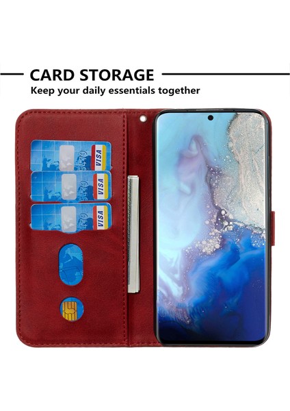 Samsung GALAXYS20PLUS5G Için Kapaklı Telefon Kılıfı - Kırmızı (Yurt Dışından) fırsatları