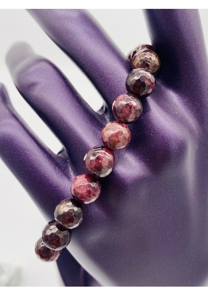 Sertifikalı Doğal Lal Granat Taşı Bileklik 8mm